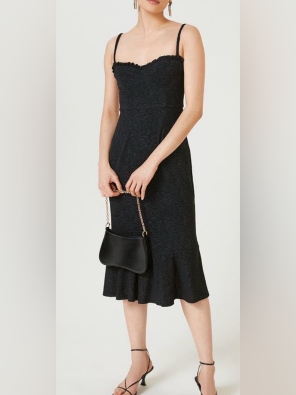 Women’s Black Anthropologie Hutch Sweetheart Midi Dress